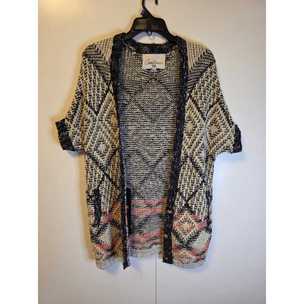 Cabi Carol Anderson Chucky Cardigan Sweater Boho Aztec Short Sleeves Oversize XS